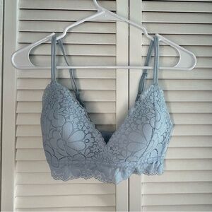 Aerie Real Happy Wireless Lightly Lined Candy Lace Bra Size 32D Pastel Blue